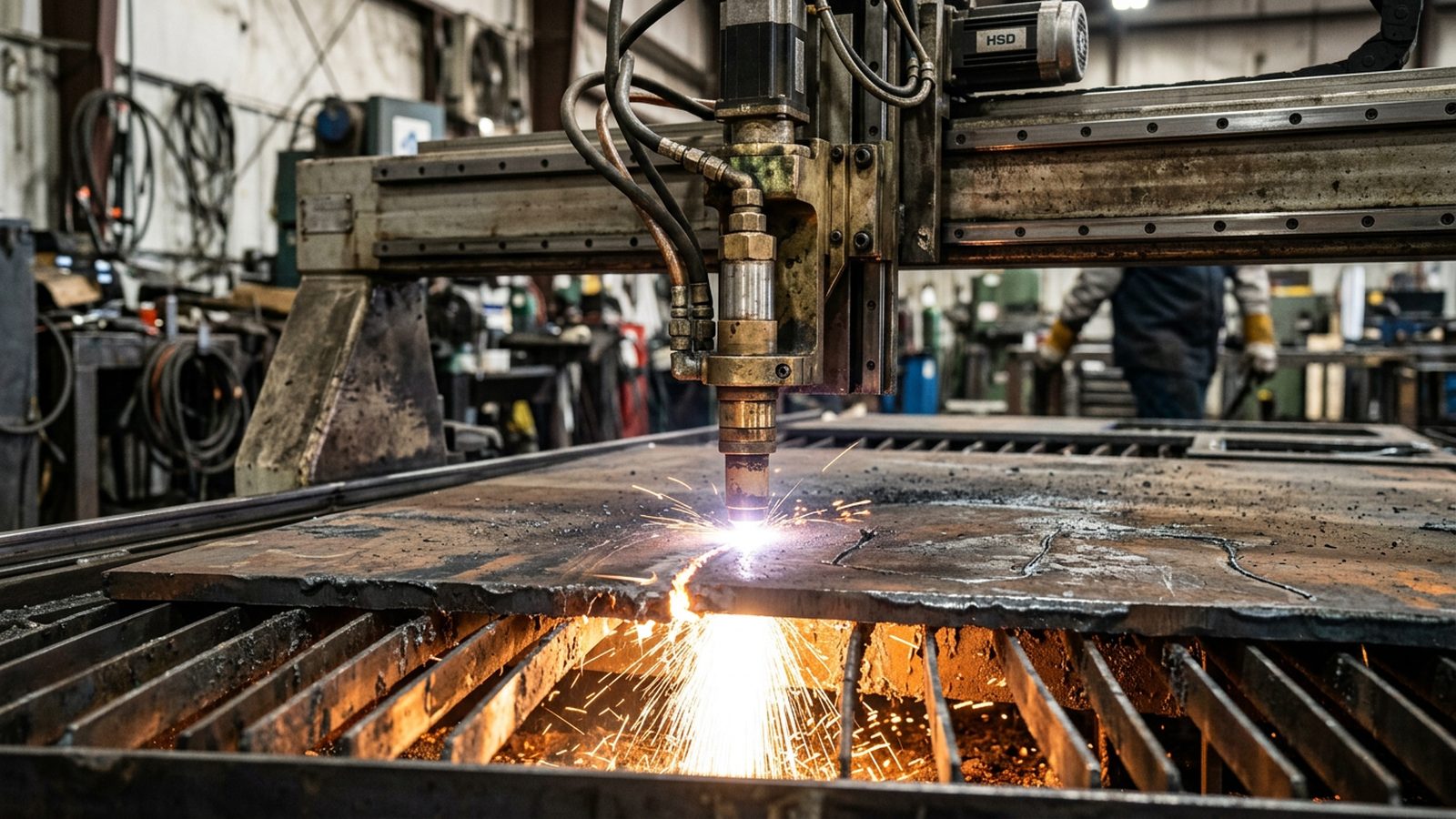 Plasma cutting table on Franklin manufacturing floor, Managed IT Services for Manufacturers in Franklin
