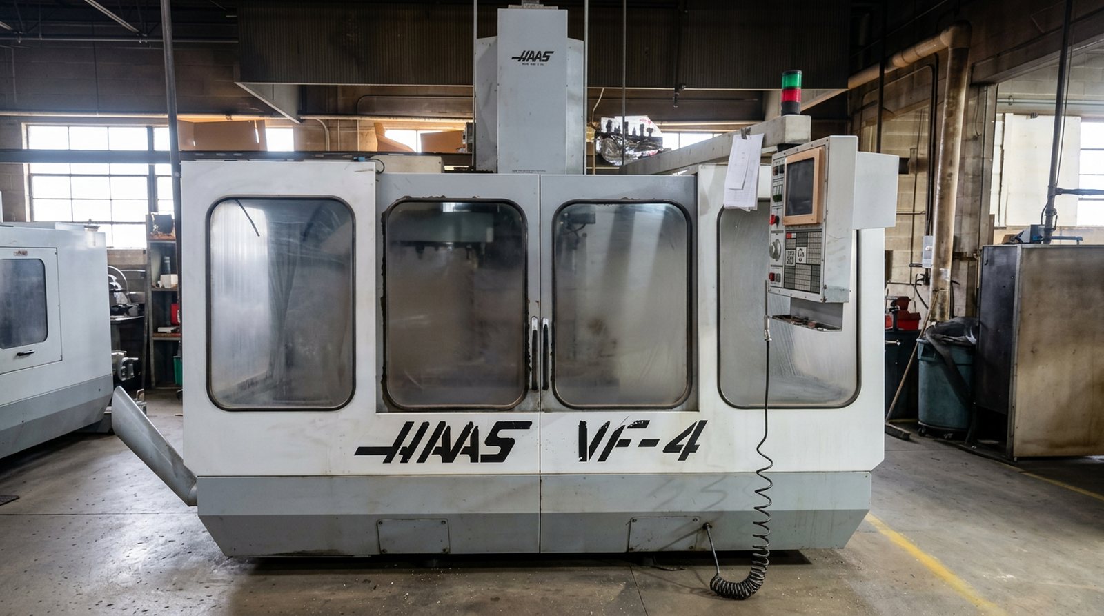 Haas VF-4 CNC vertical machining center on a Wisconsin shop floor, Managed IT Services for Manufacturers in Grafton